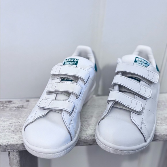 ADIDAS ORIGINALS UNISEX' STAN SMITH CLOUD WHITE / CLOUD WHITE - GREEN SNEAKERS - Picture 2 of 4